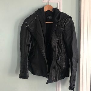 vince hooded leather moto jacket
